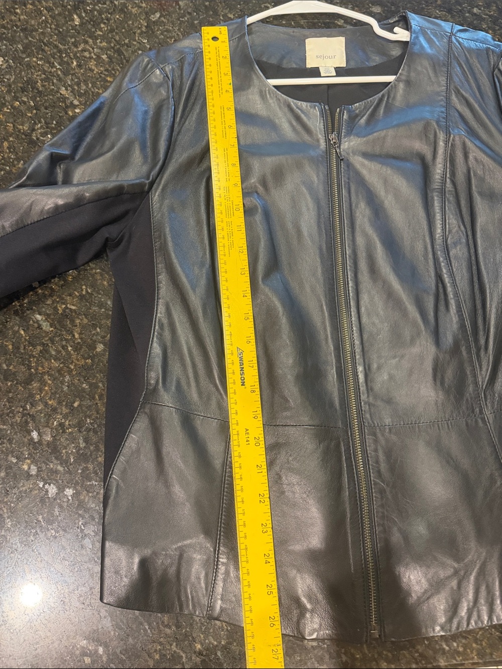Sejour Black Leather Zip-Front Jacket - Picture 8 of 9